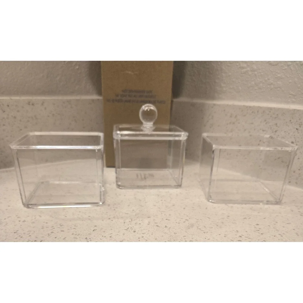 Avon 3 Piece Clear Stacking Storage Jars Container Organizer With‎ Lid & Knob